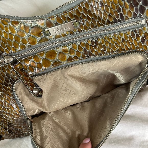 Cole Haan Snake Embossed Patent Leather Shoulder Bag EUC - Picture 6 of 7